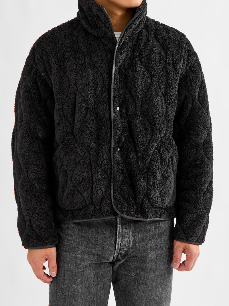 Reversible Nylon Ripstop Boa Liner Jacket in Black