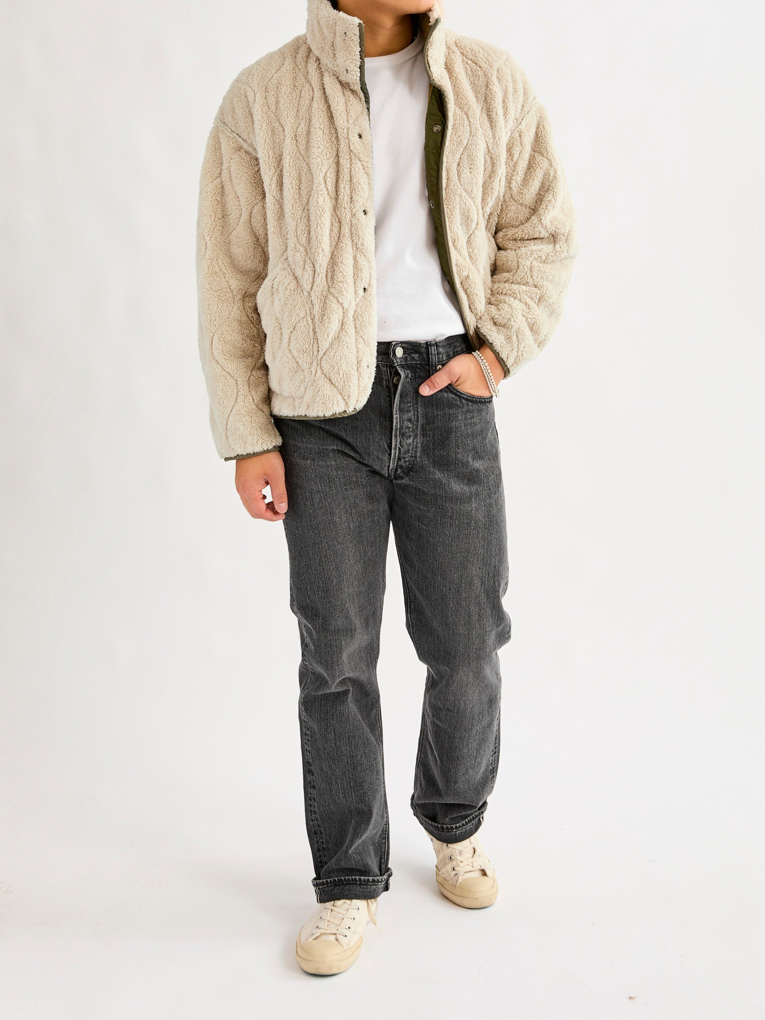 Reversible Nylon Ripstop Boa Liner Jacket in Khaki – Blue Owl Workshop