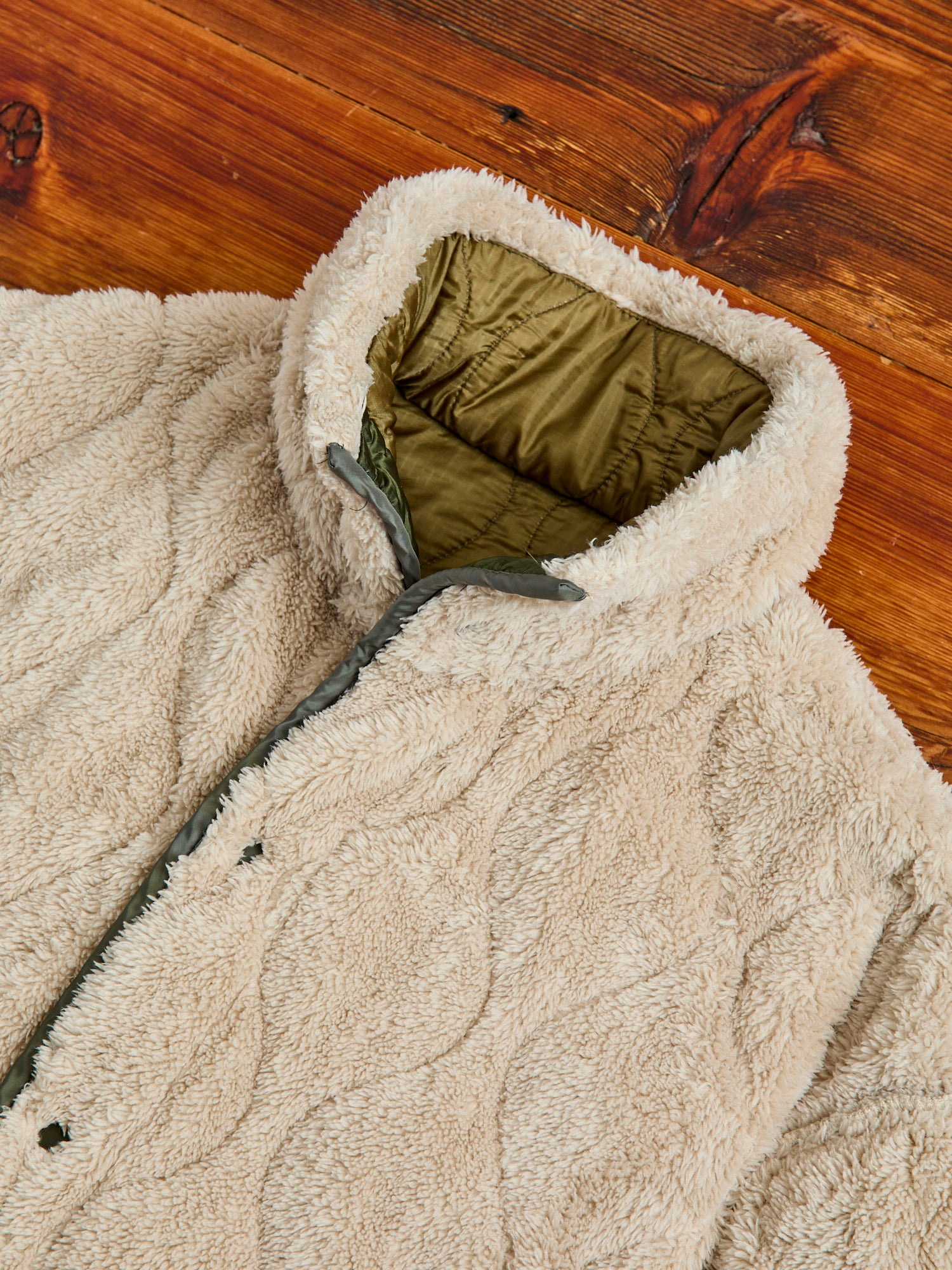 Reversible Nylon Ripstop Boa Liner Jacket in Khaki – Blue Owl Workshop