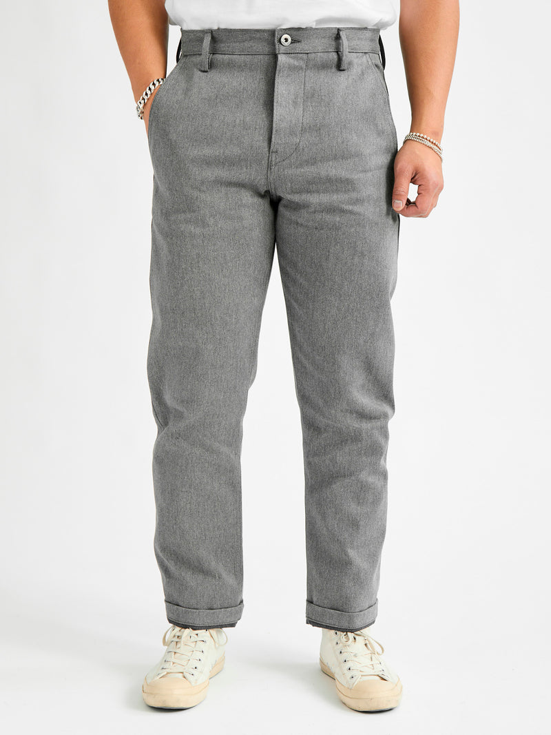 "Officer High Trouser" in 12oz Grey Selvedge Denim