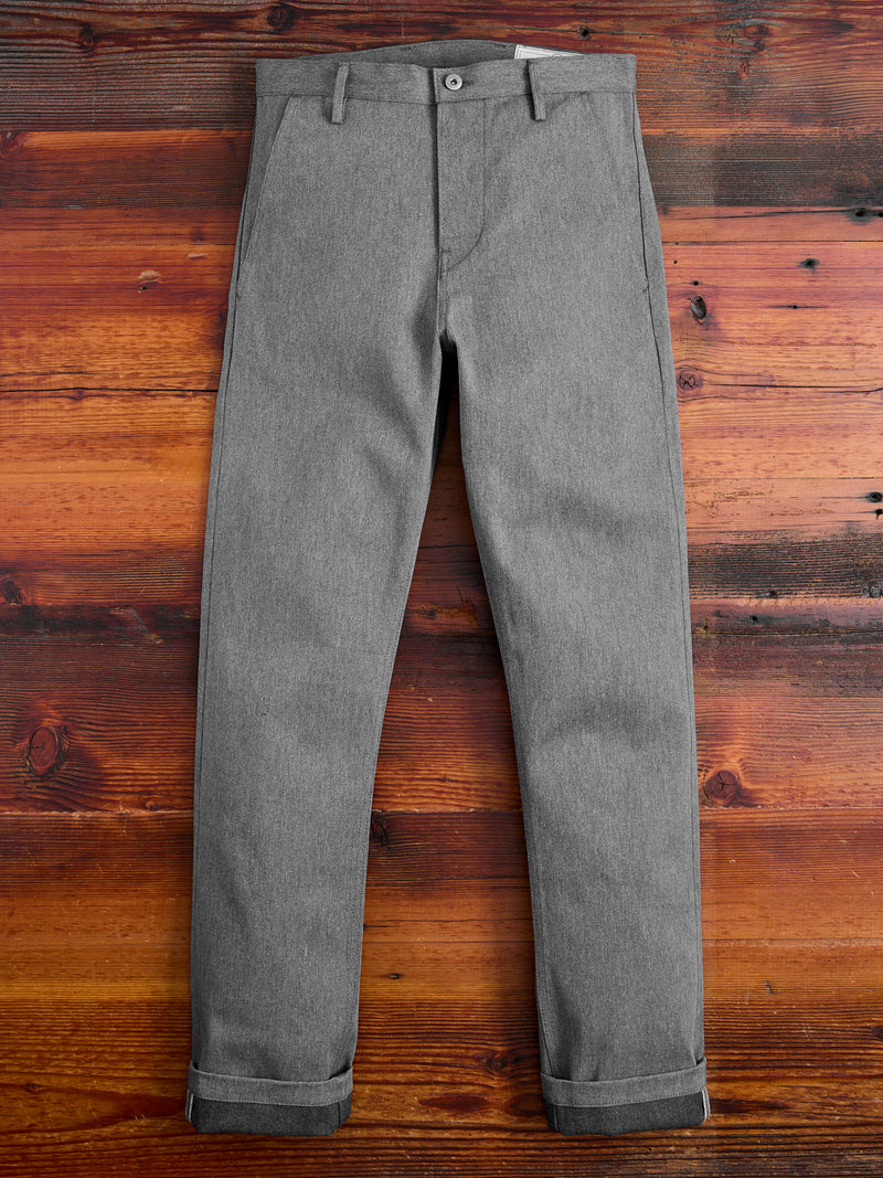 "Officer High Trouser" in 12oz Grey Selvedge Denim