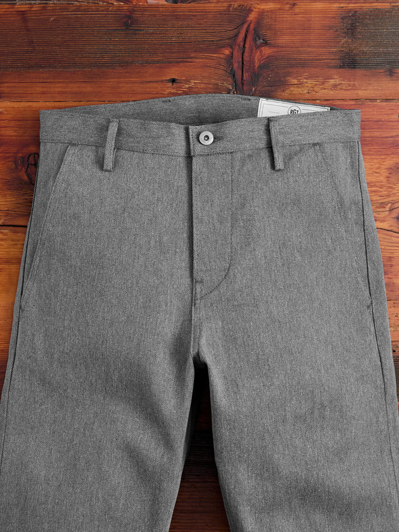 "Officer High Trouser" in 12oz Grey Selvedge Denim