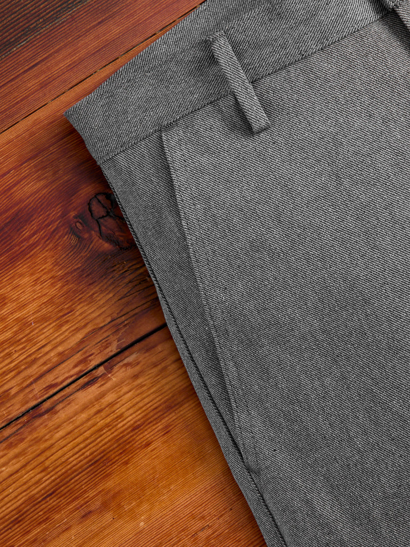 "Officer High Trouser" in 12oz Grey Selvedge Denim