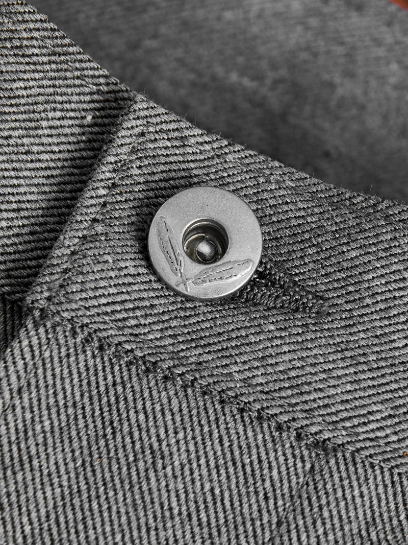"Officer High Trouser" in 12oz Grey Selvedge Denim