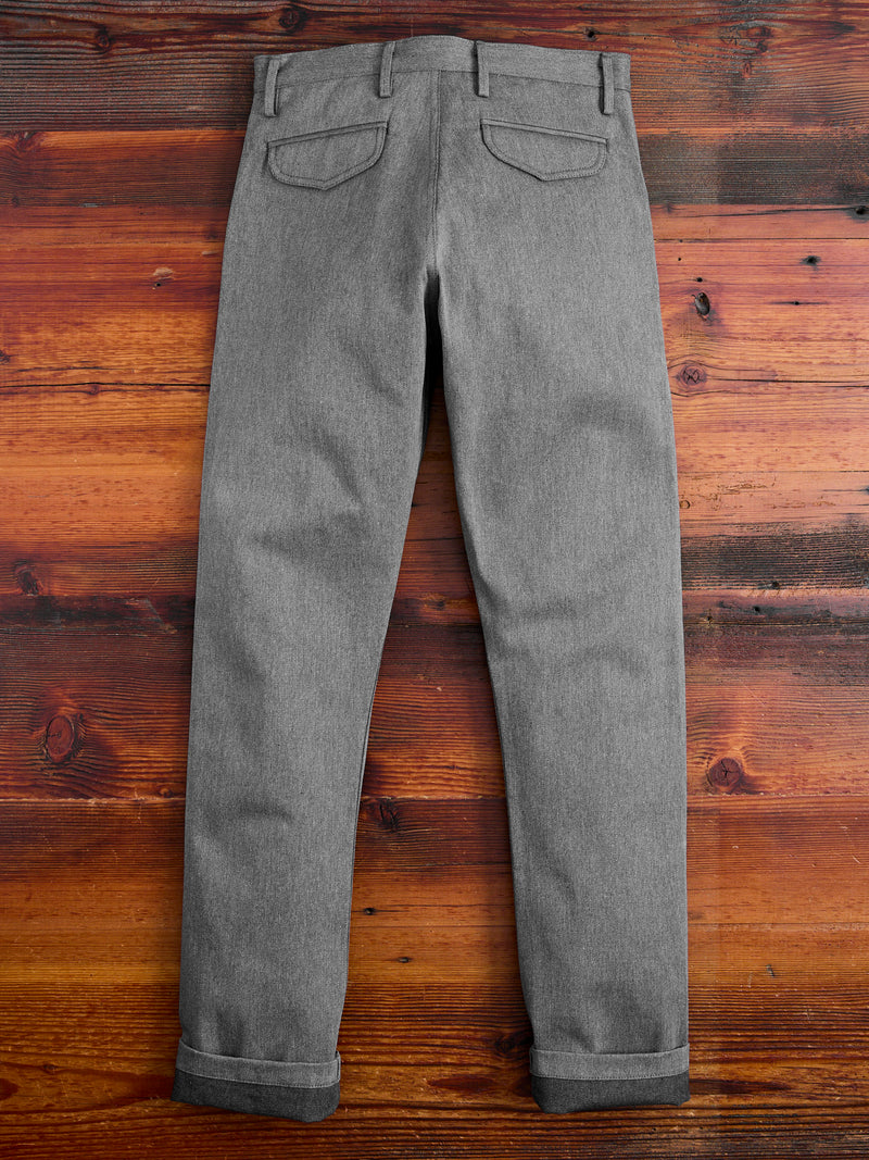 "Officer High Trouser" in 12oz Grey Selvedge Denim