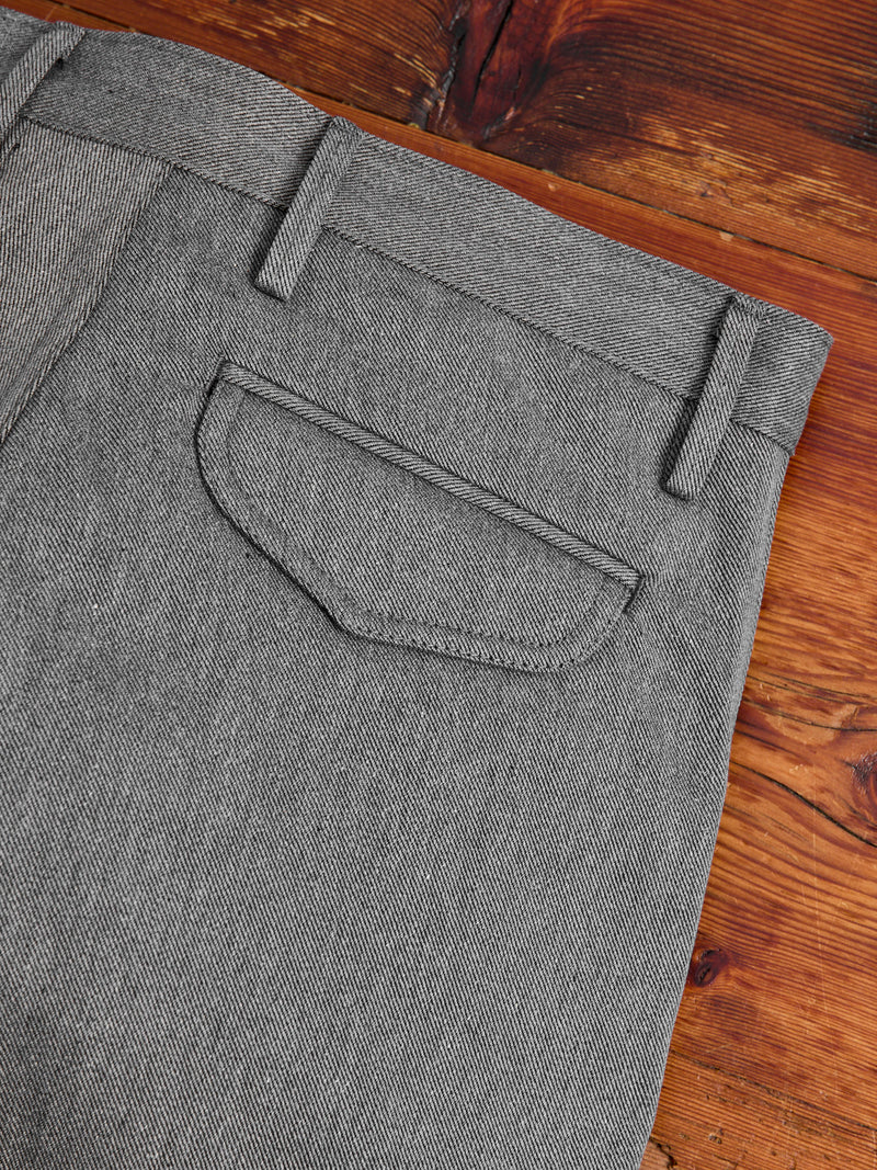 "Officer High Trouser" in 12oz Grey Selvedge Denim