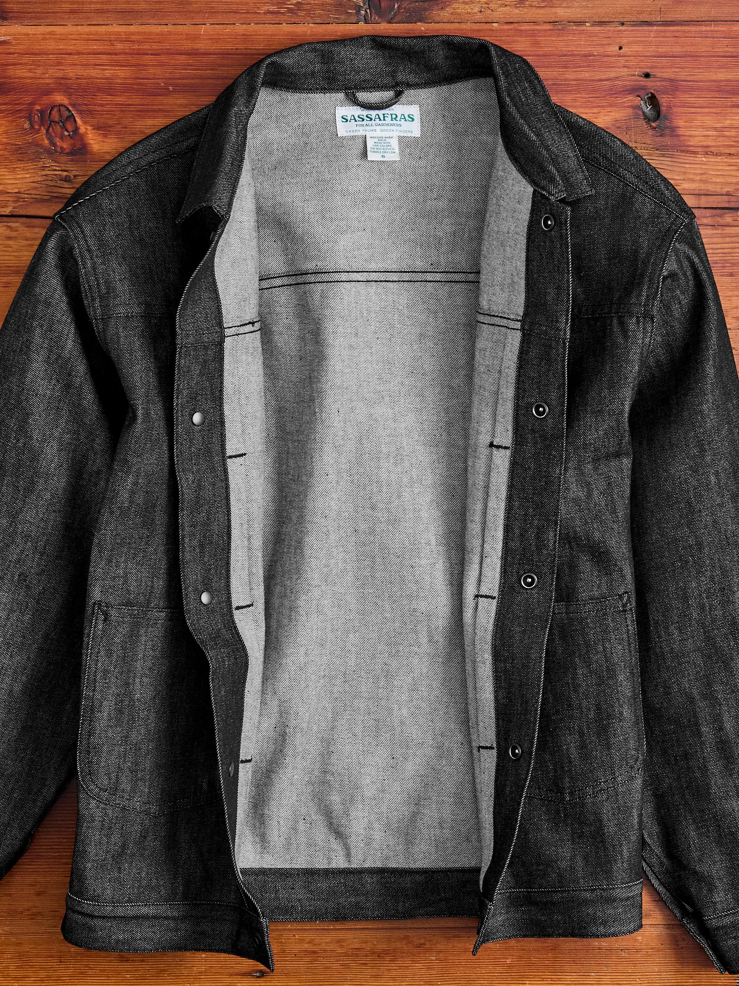 13oz Slub Denim Gardeners Jacket in Black – Blue Owl Workshop