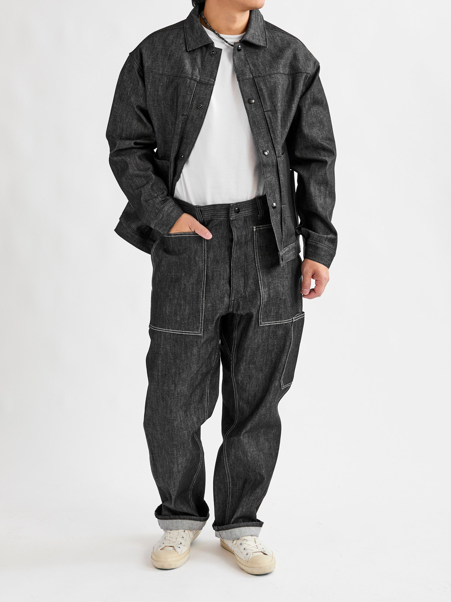 13oz Slub Denim Gardeners Jacket in Black – Blue Owl Workshop