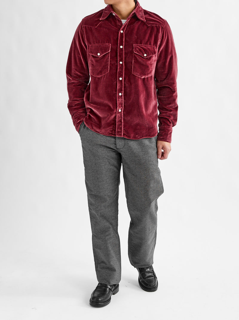 Velvet Western Pearl Snap Shirt in Plum