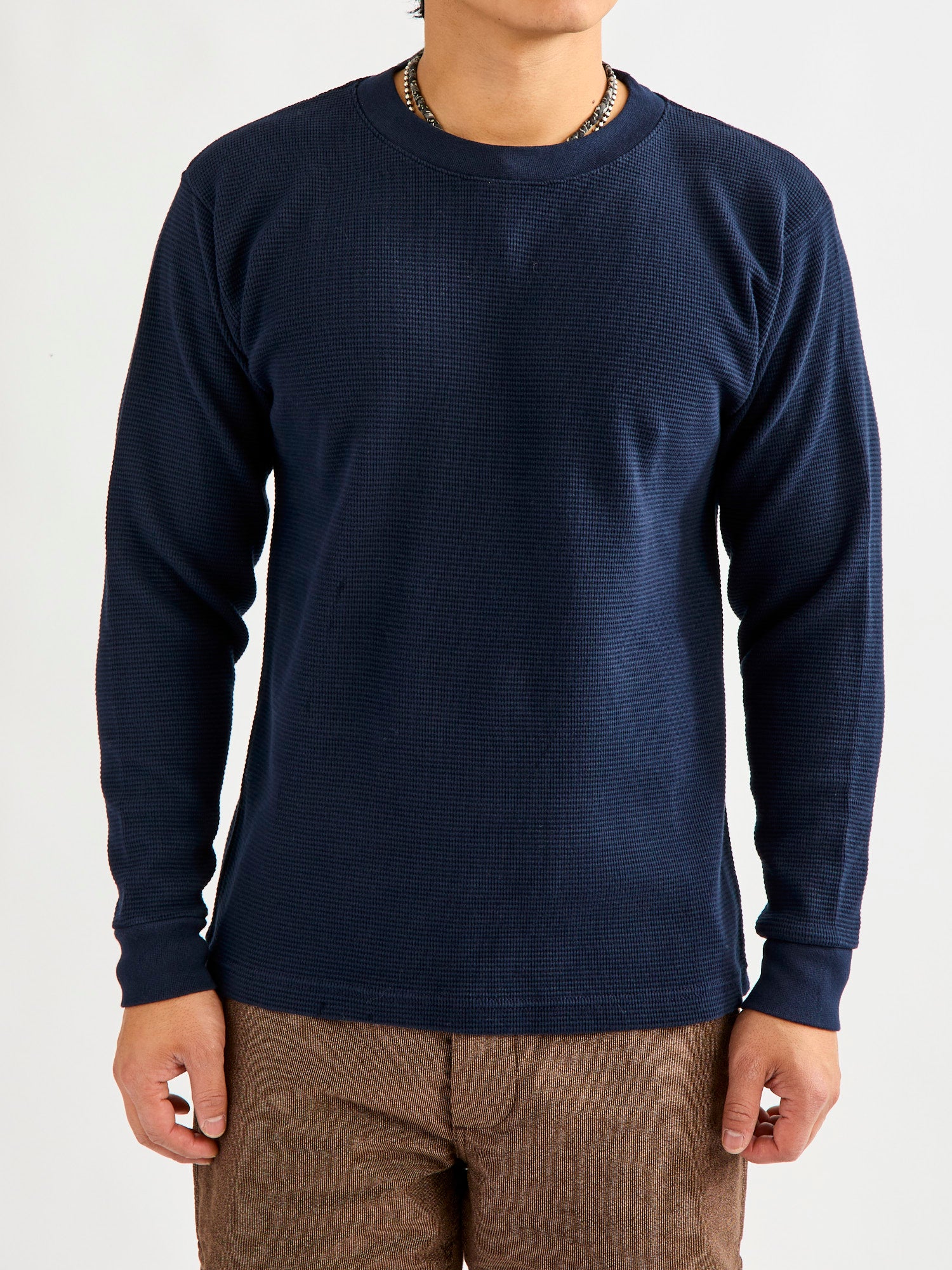 Cotton Longsleeve Thermal Knit in Dark Navy – Blue Owl Workshop