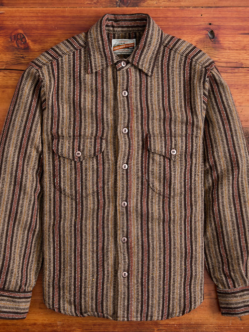 Bodie Wool Shirt in Brown Stripe