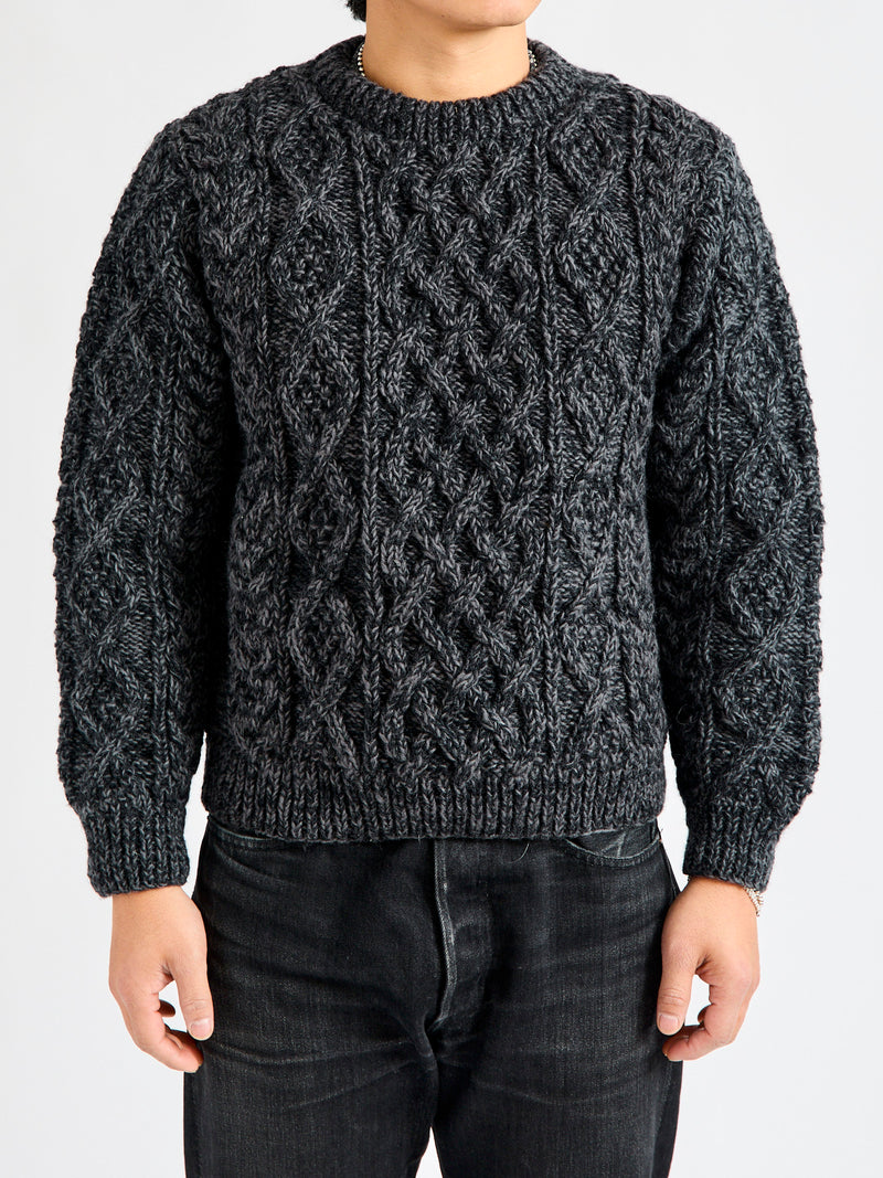 Low Gauge Cable Knit Sweater in Grey