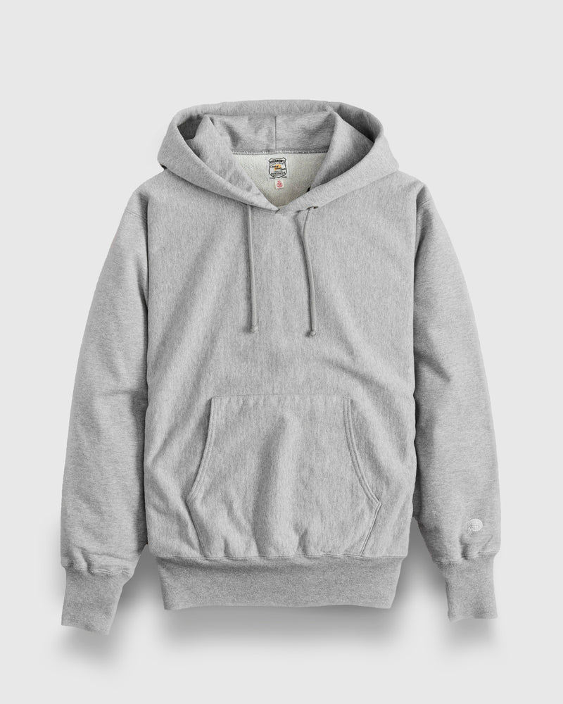Reverse Weave Heavyweight Pullover Hoodie in Heather Grey – Blue