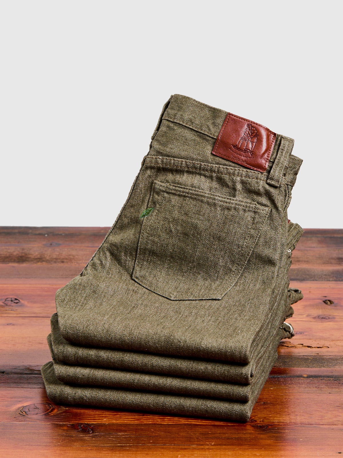 Pure Blue Japan OL-14oz-019 Olive Warp Selvedge Jeans (Relaxed 
