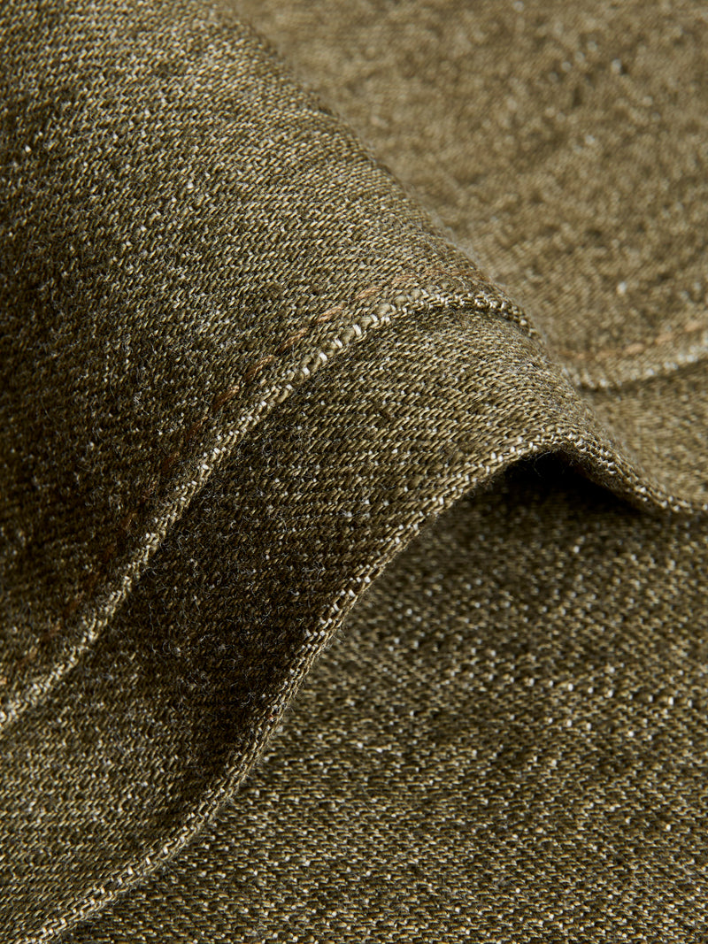 OL-14oz-005 14oz Rinsed Olive Selvedge Denim - Slim Straight Fit