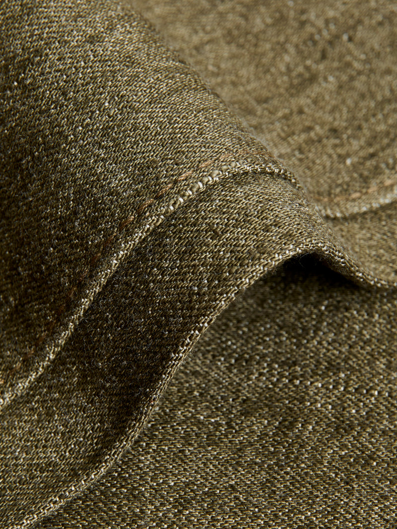 OL-14oz-019 14oz Rinsed Olive Selvedge Denim - Relaxed Tapered Fit