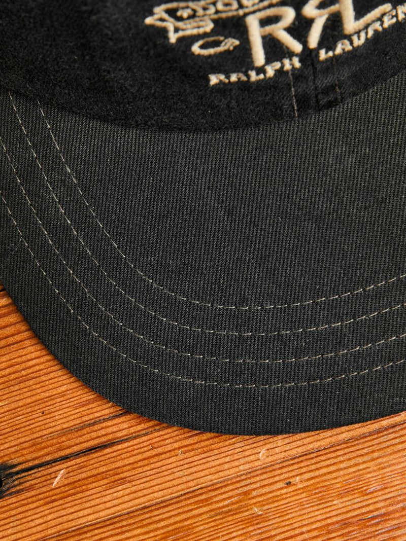 Double RL Logo Sportsman Cap in Black