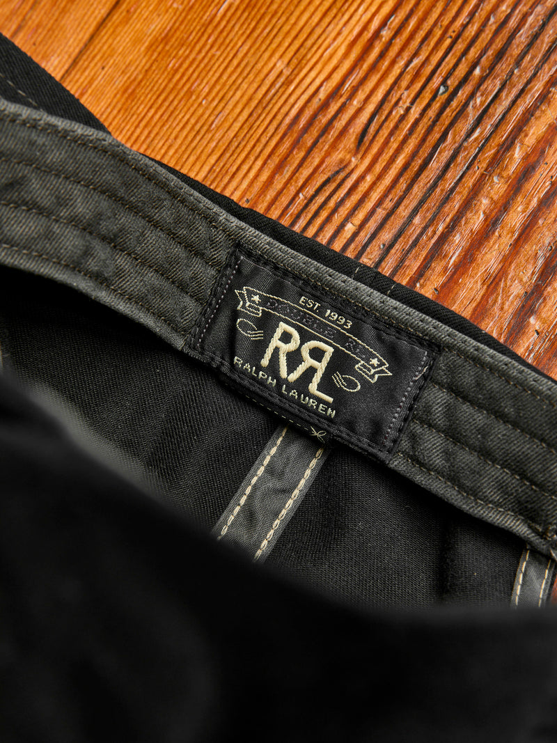 Double RL Logo Sportsman Cap in Black