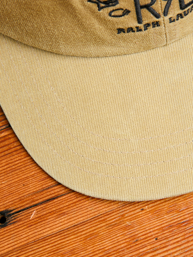 Double RL Logo Sportsman Cap in Khaki