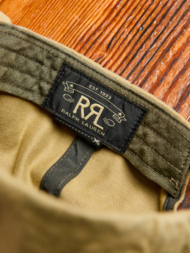 Double RL Logo Sportsman Cap in Khaki