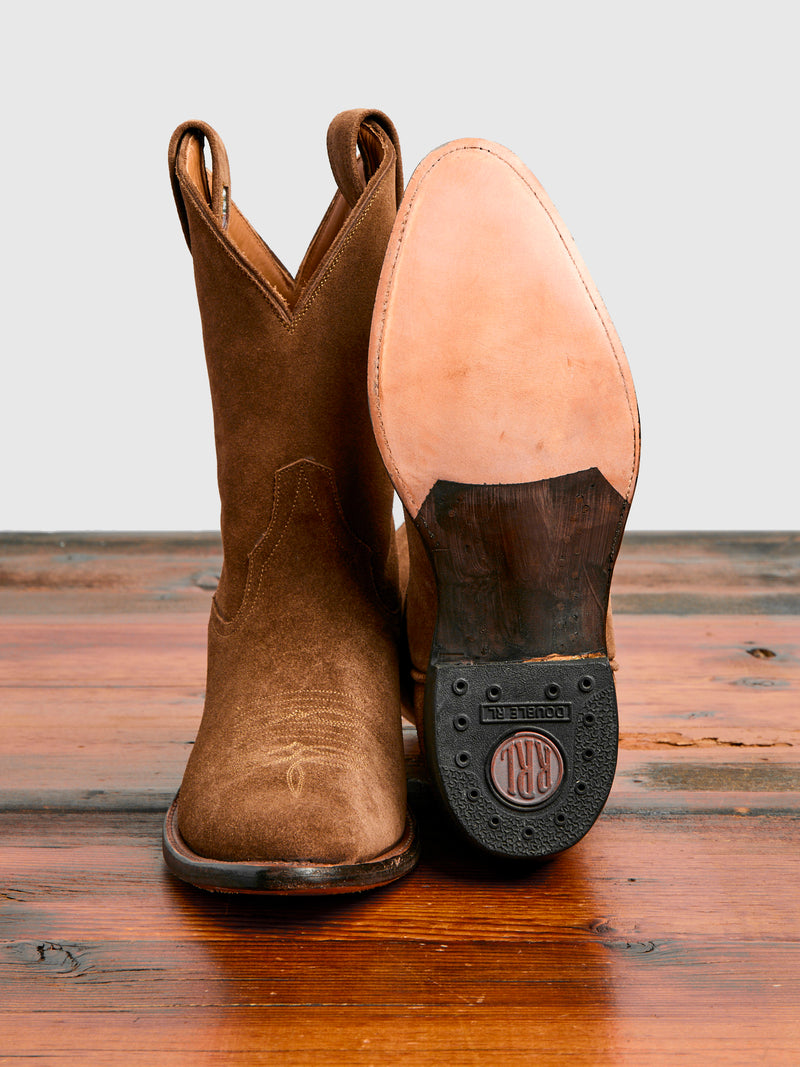 Plainview Suede Cowboy Boot in Brown Roughout
