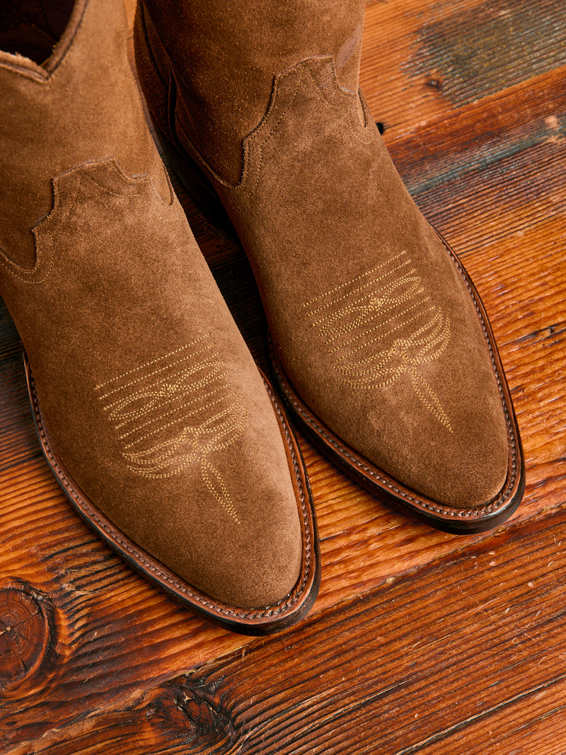 Plainview Suede Cowboy Boot in Brown Roughout