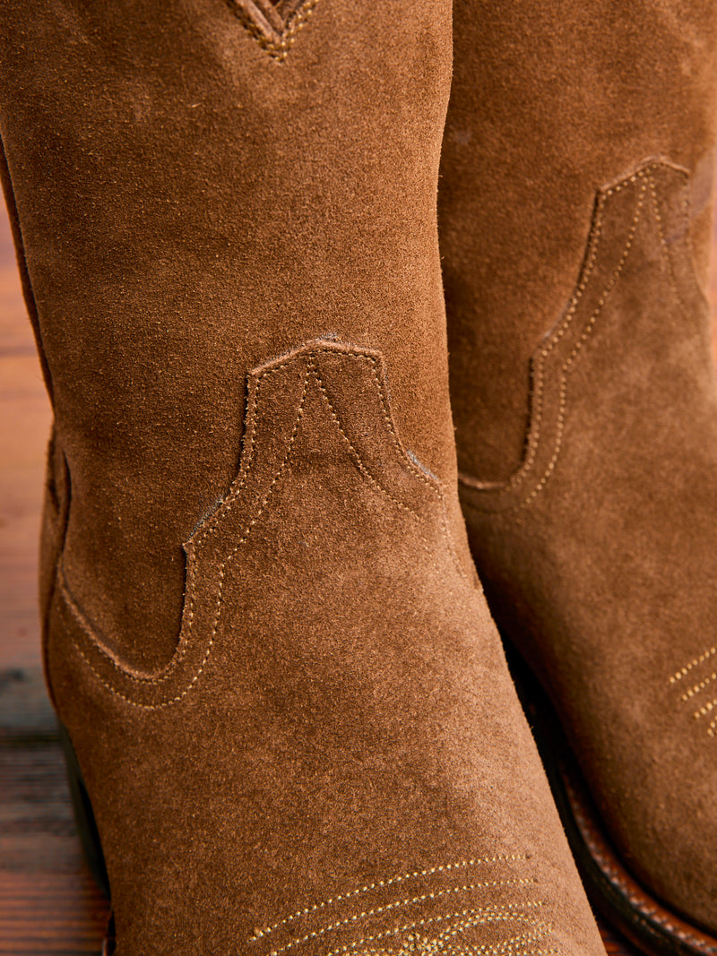 Plainview Suede Cowboy Boot in Brown Roughout