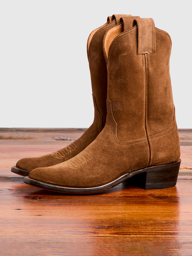 Plainview Suede Cowboy Boot in Brown Roughout