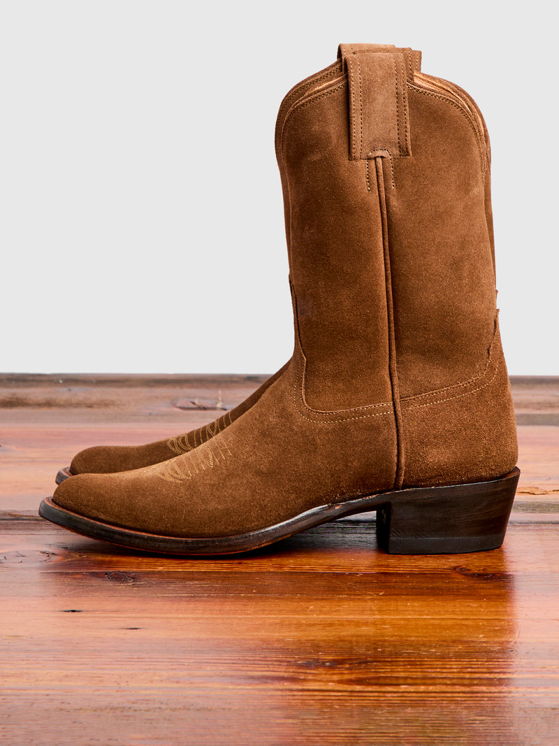 Plainview Suede Cowboy Boot in Brown Roughout