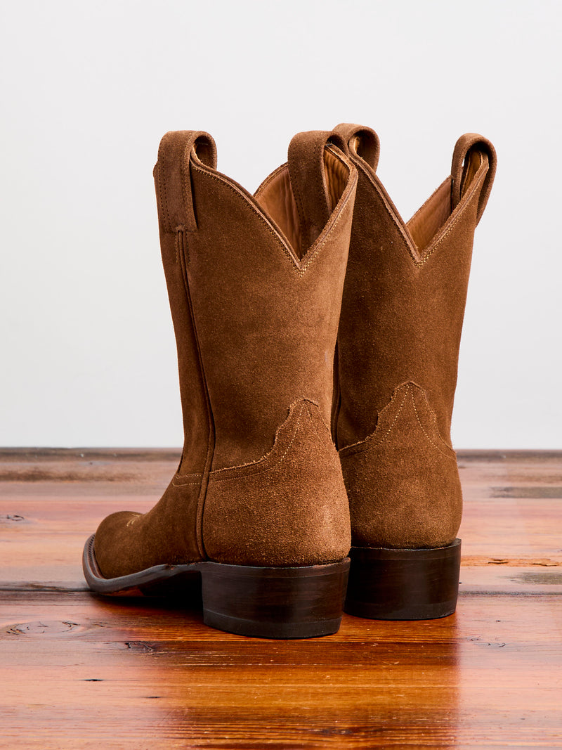 Plainview Suede Cowboy Boot in Brown Roughout