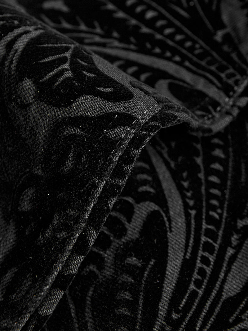 "Black Floral" 12oz Flocked Denim - High Slim Fit