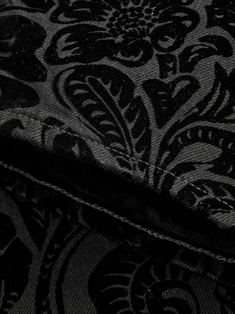 "Black Floral" 12oz Flocked Denim - High Slim Fit