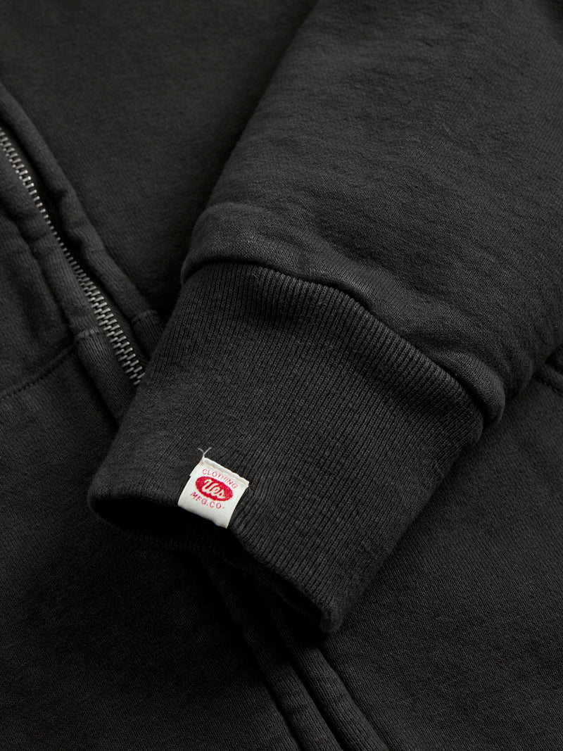 Tube Knit Zip Hoodie in Black