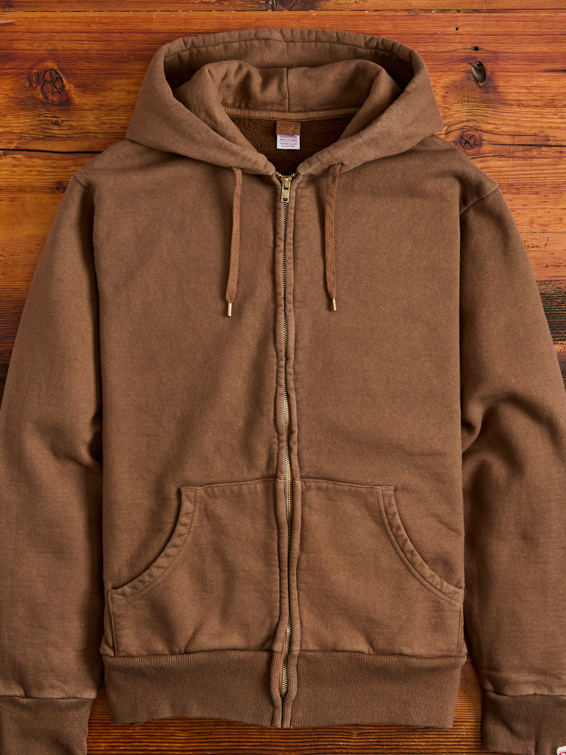 Tube Knit Zip Hoodie in Brown