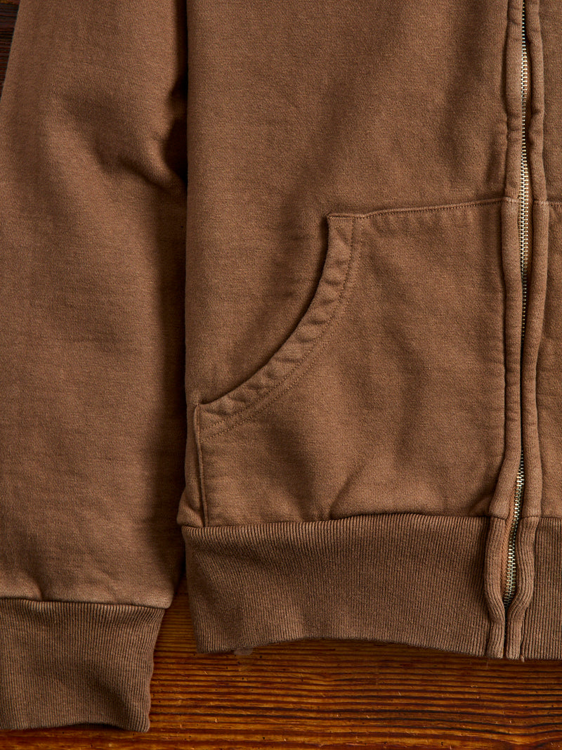 Tube Knit Zip Hoodie in Brown