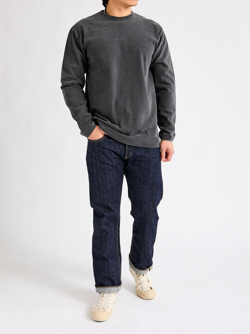 Stand Wheeler Long Sleeve Pigment-Dyed Tee in Sumikuro