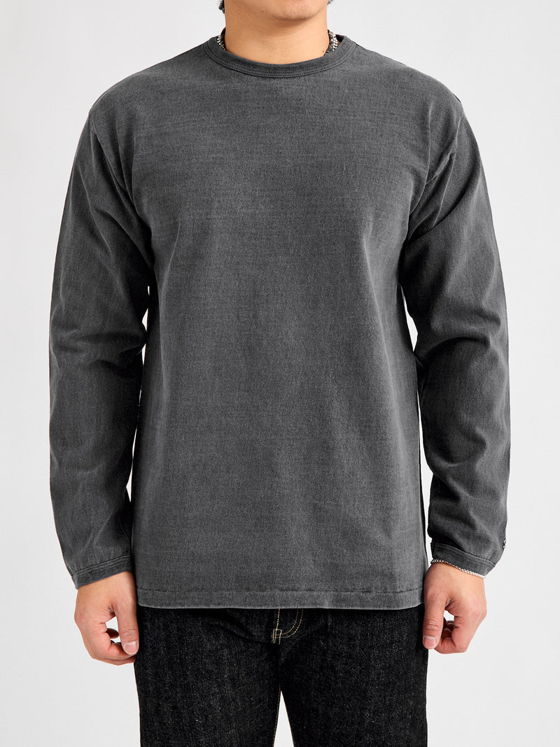 Stand Wheeler Long Sleeve Pigment-Dyed Tee in Sumikuro