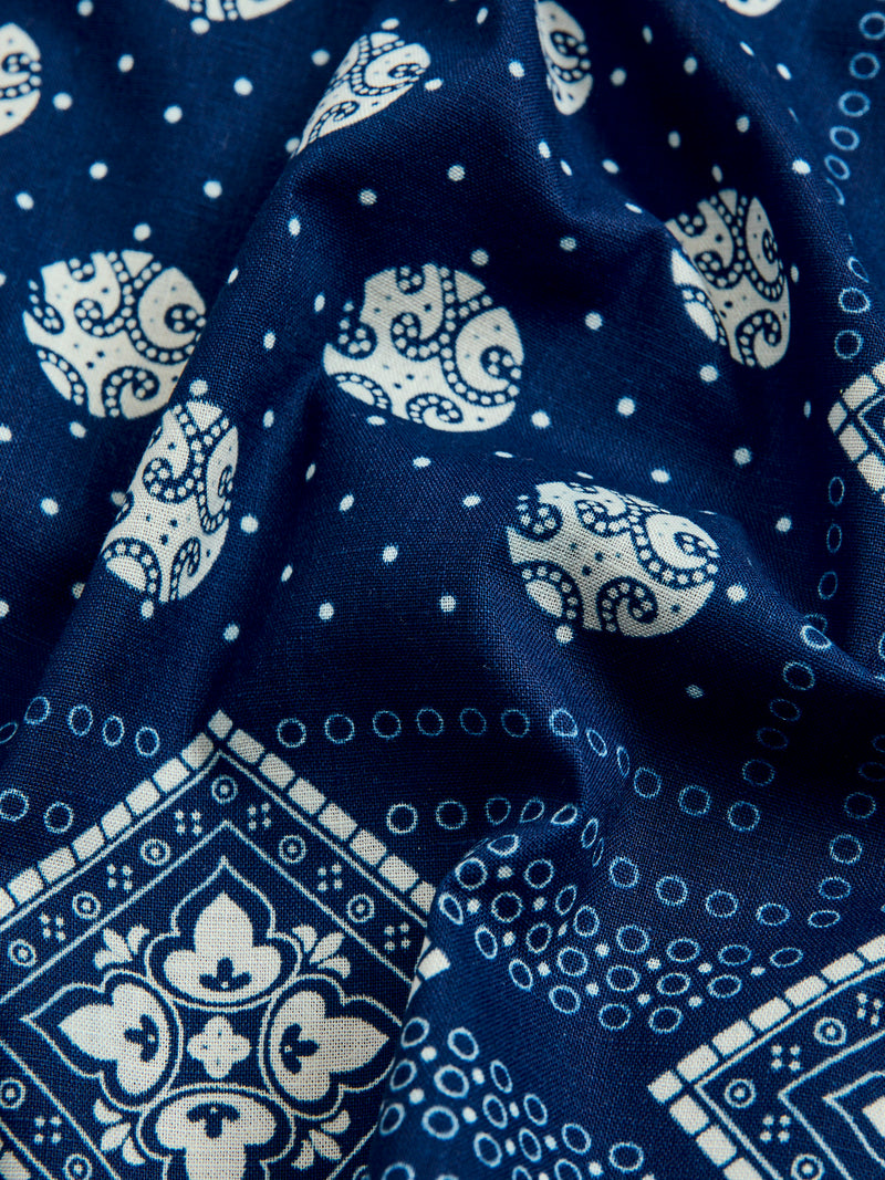 Geometric Selvedge Bandanna in Indigo