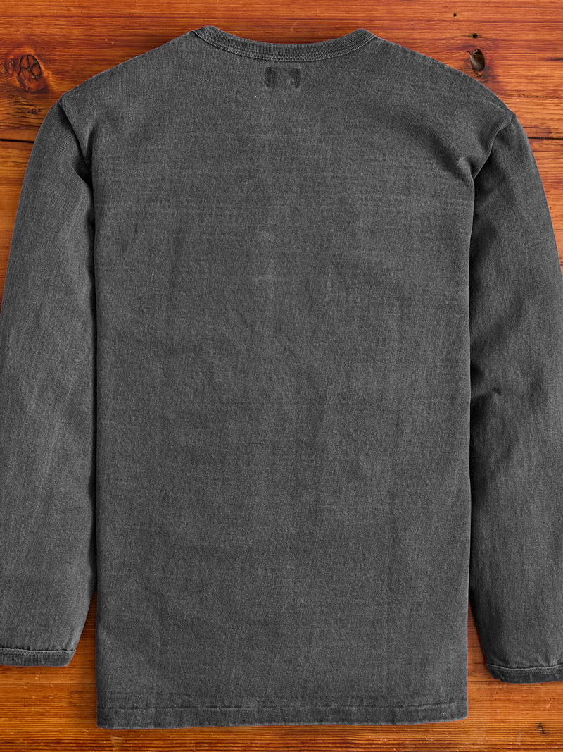 Stand Wheeler Long Sleeve Pigment-Dyed Tee in Sumikuro