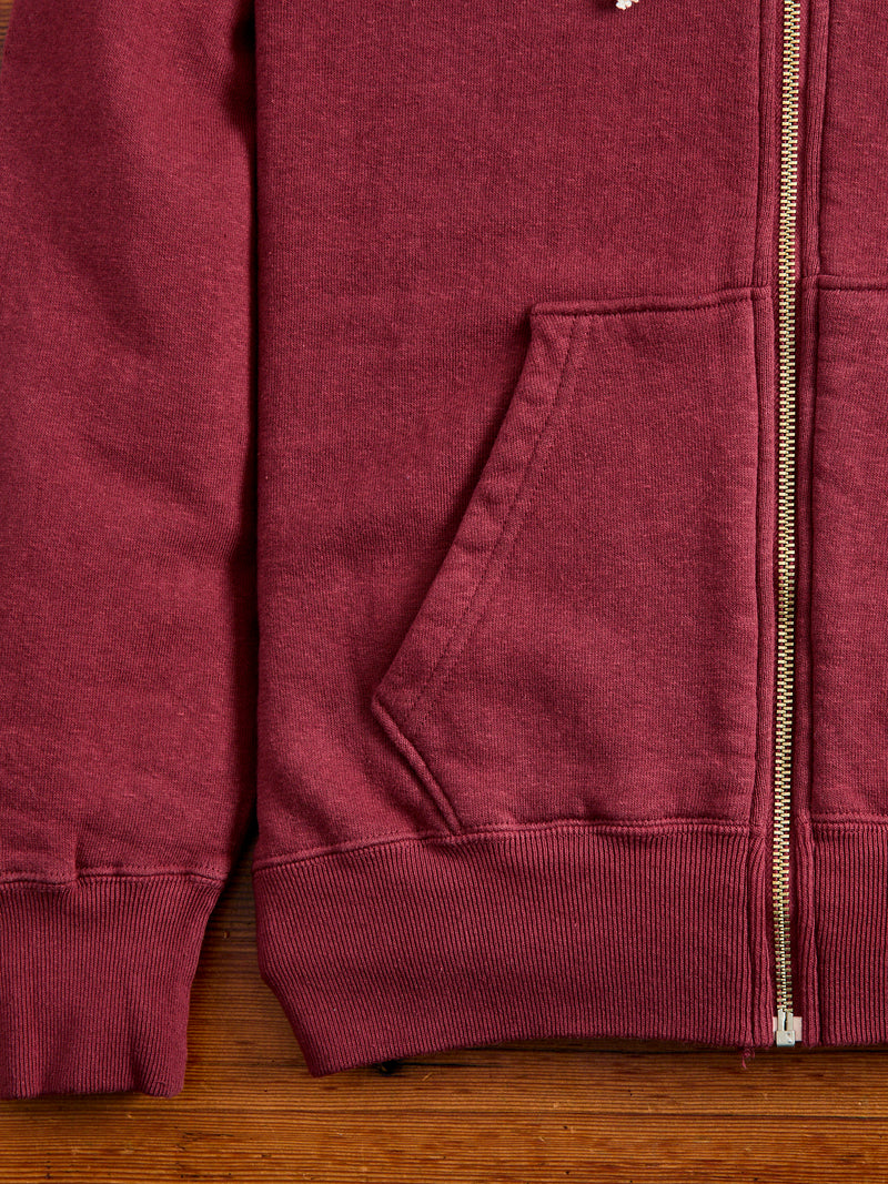 Tsuriami Loopwheel Zip Hoodie in Burgundy