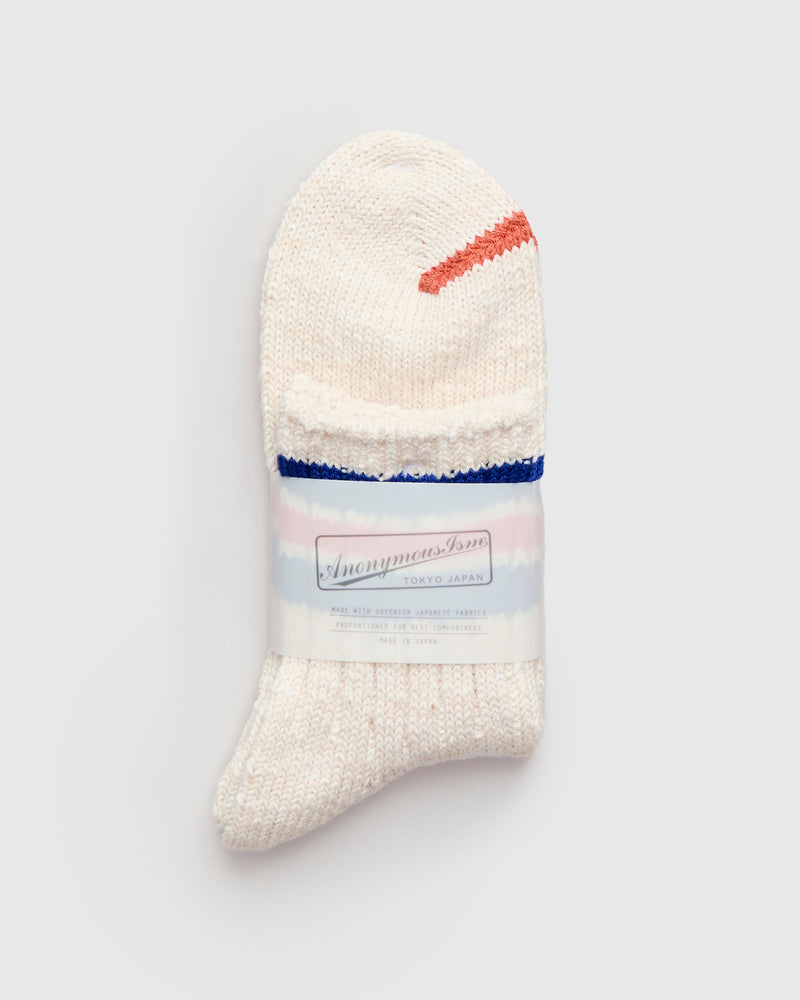 3 Line Quarter Length Sock in Blue/Orange