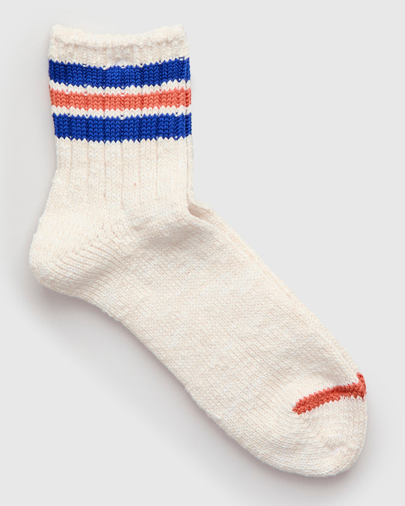 3 Line Quarter Length Sock in Blue/Orange