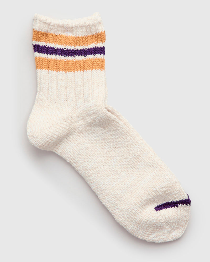 3 Line Quarter Length Sock in Yellow/Purple