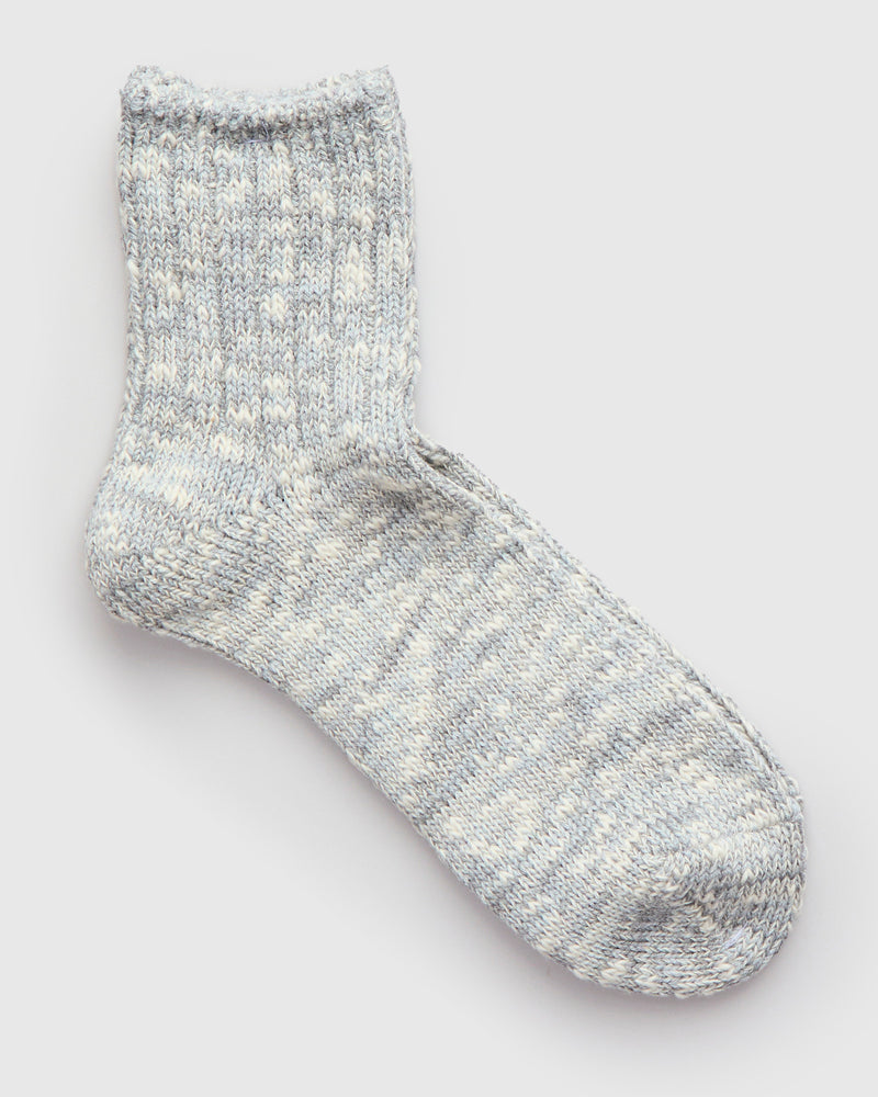 Slub Quarter Length Sock in Grey