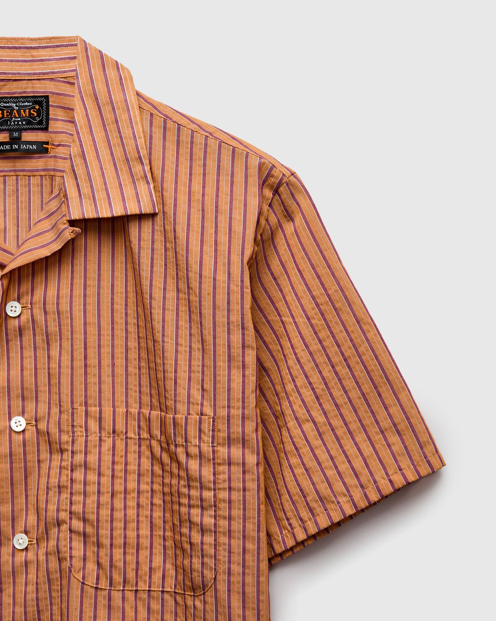 Bumpy Stripe Open Collar Shirt in Orange – Blue Owl Workshop