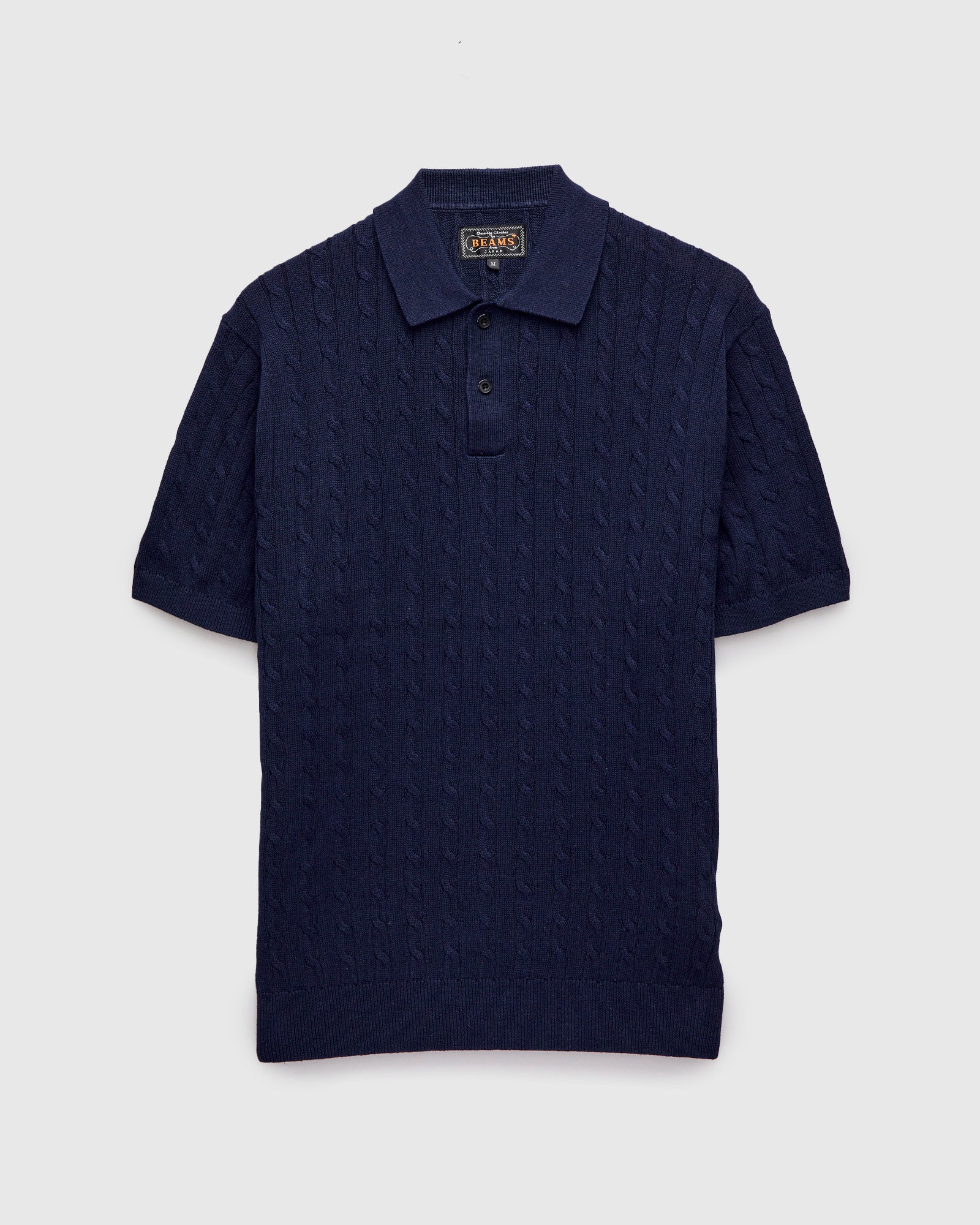 Cable Knit Polo Short Sleeve Sweater in Navy – Blue Owl Workshop
