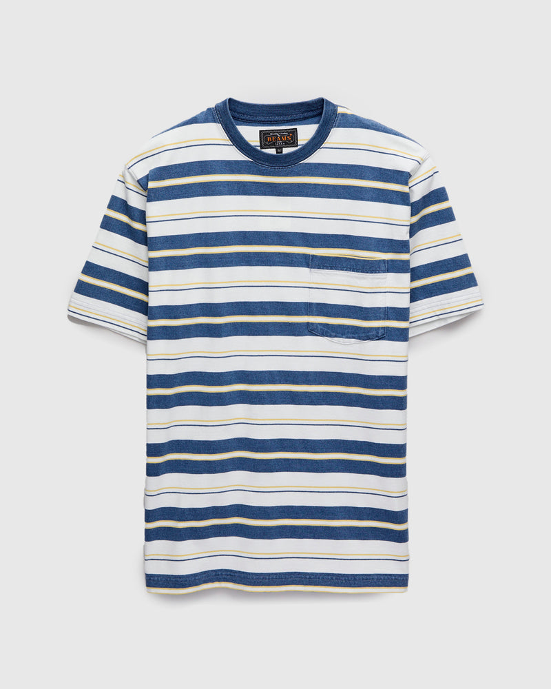 Indigo Stripe Pocket T-Shirt in Bleach