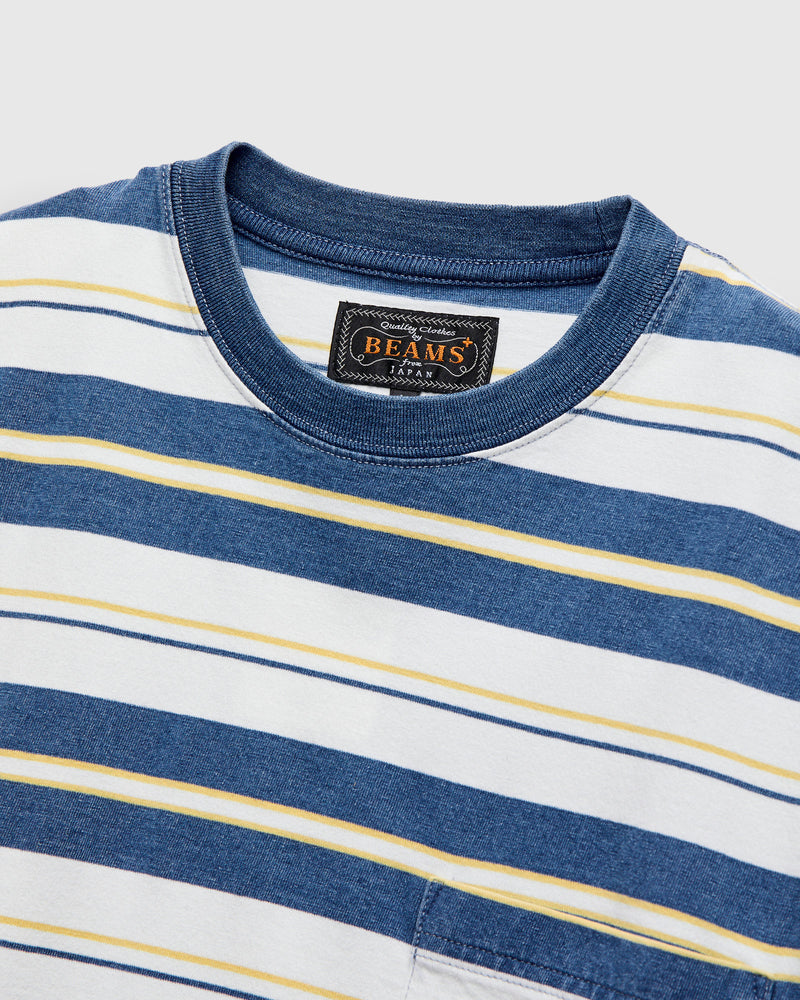 Indigo Stripe Pocket T-Shirt in Bleach