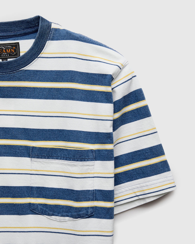 Indigo Stripe Pocket T-Shirt in Bleach
