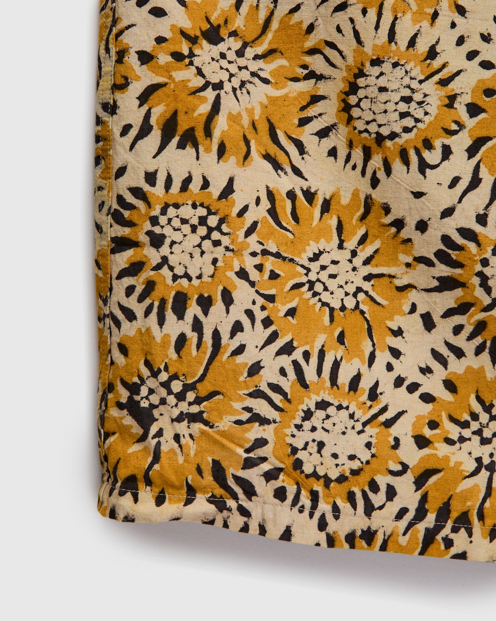 【YELLOW】Open Collar Block Print Sun Flower Sun Flower Block Print Open Collar Shirt in Yellow – Blue Owl Workshop
